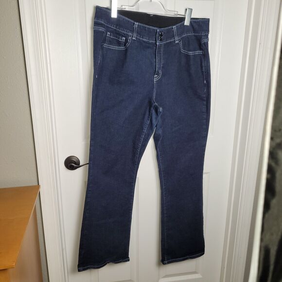 Lane Bryant Denim - Lane Bryant Jeans Womans 18 Blue Bootcut Dark Wash Demin Contrast Trim Stretch